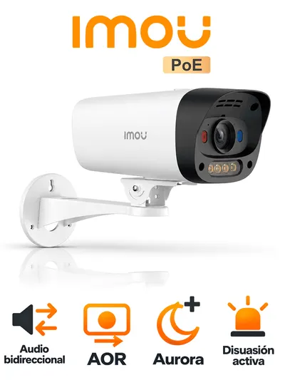 Cámara IP Bullet IMOU POE IPC-PU5EN-4P0 de 4 MP con visión a color