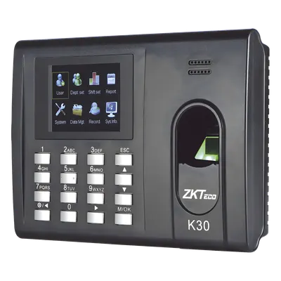 Terminal de asistencia ZKTeco K-30 con huella y control de acceso
