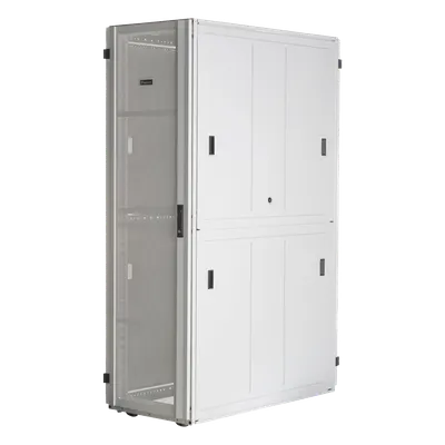Gabinete para Centros de Datos / 42 UR / 600 mm (23.6 in) Ancho / 1200 mm (47.2 in) Profundidad / Acero / Puertas Perforadas 80% / Blanco