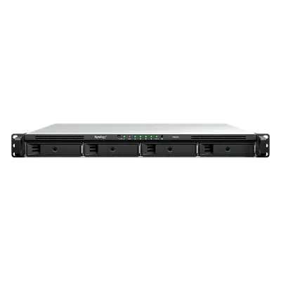 NAS Rackmount 4 Bahías / 1U 44 mm (1.73 in) / AMD Ryzen V1500B 4 Núcleos 2.2 GHz / 4GB DDR4 ECC SODIMM / 4x 1GbE RJ45 / PCIe 3.0 x8 / Escalable a 8 Bahías con RX426 / DSM / Storage Tiering