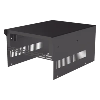 Gabinete de acero en color negro, para usar como base con radio aéreo IC-A120 y fuente de alimentación SEC1223