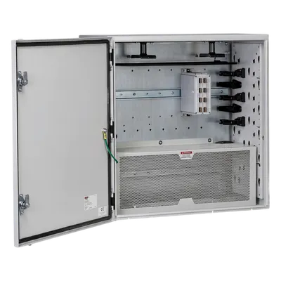 Gabinete de Zona de Red / IP66 / UL 4/12/4X / Acero 610 x 295 x 610 mm (24 x 11.6 x 24 in) / Rieles DIN / Puerta Reversible