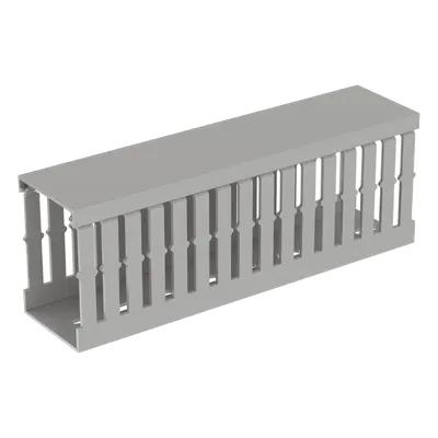 Canaleta ranurada tipo F / 49.5 mm ancho / 72.4 mm alto / 2 m largo / 6.56 ft / PVC libre de plomo / Grado UL94V-0