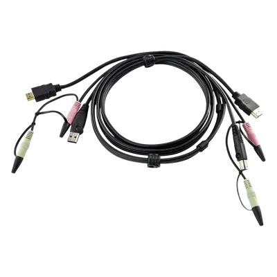 Cable KVM / USB HDMI / Audio 3.5mm / 1.8m (6 pies) / Conexión PC a Conmutador KVM