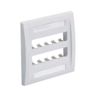 Placa de Pared Vertical / 10 Puertos Mini-Com / Etiquetas con Cubierta / ABS Impacto / Blanco Mate