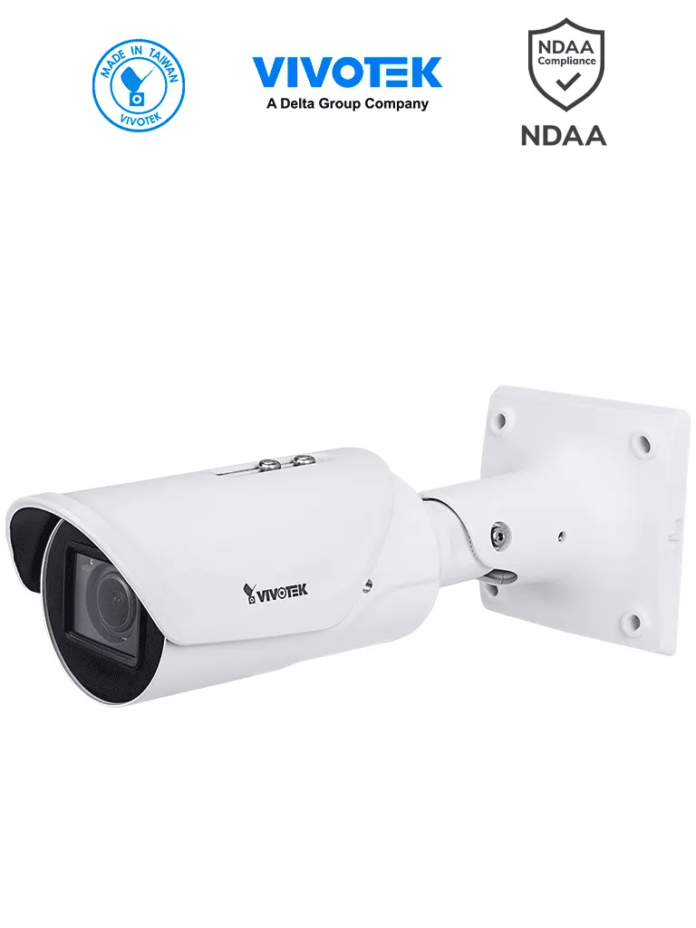 VIVOTEK IB9387-LPR-v2 - Cámara IP bullet exterior ANPR 5 MP, lente varifocal 2.7-13.5mm, WDR PRO, SNV, IR 50m, IP67 e IK10, Stop&Go hasta 30 Km/h, soporta matrículas de +70 países.