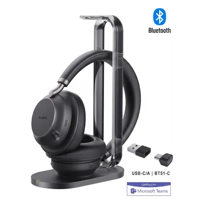 Auriculares Bluetooth Profesionales / Cancelación Activa de Ruido 35 dB / Bluetooth 5.3 / Alcance 45 m (147.6 ft) / Autonomía 40 Horas / 5 Micrófonos Acoustic Shield