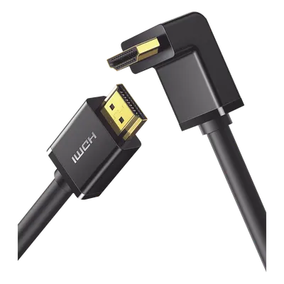 Cable HDMI 2.0  en Angulo de 90°  / 2 m / 4K@60Hz / HDR / 3D / HEC (Canal Ethernet HDMI) / ARC (Canal de Retorno de Audio / CEC / 32 canales de Audio / HDCP 2.2 / Dolby Atmos / 18 Gbps / Blindaje Múltiple