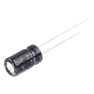 Capacitor Electrolítico Radial / 220 µF / 16 Vcc / 105 °C / 6.3 x 11 mm