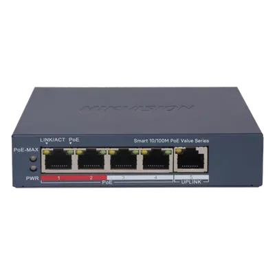 Switch PoE+ Hikvision DS-3E1105P-EI/M para videovigilancia IP