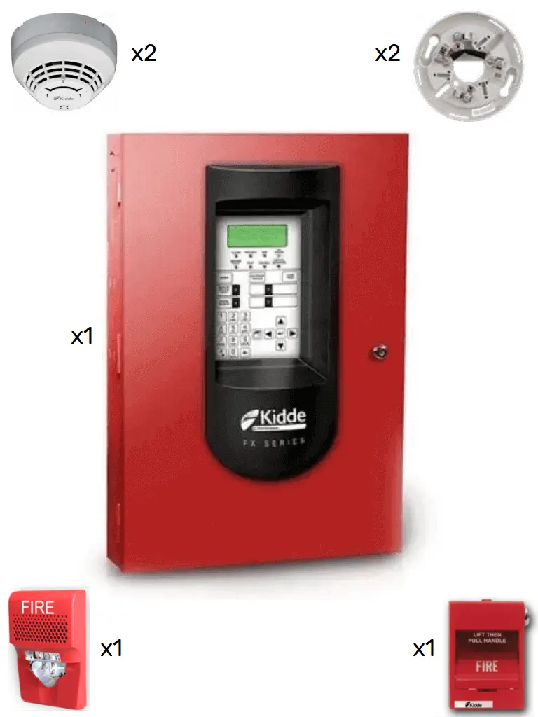 KIDDE FX64RSP-KIT2: Panel de Alarma Contra Incendio, Detectores y Sirena