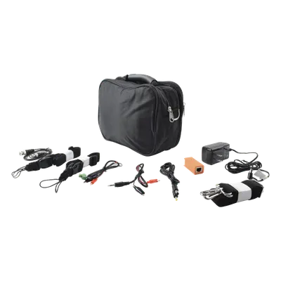 Kit de Accesorios para Probador de Video / Maleta y Cinturón / Cable BNC 30 cm / Fuente 12VDC 2A / Soporte RS485 / Puntas Multímetro / Audio 3.5mm