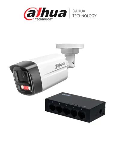 Kit Dahua con switch Gigabit de 5 puertos y cámara IP de 4 MP