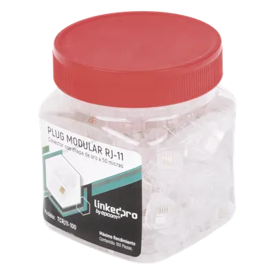 Plug modular RJ11 LINKEDPRO TCRJ11-100 de 4 contactos, paquete de 100
