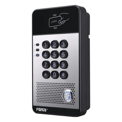 Audio Portero IP con 2 líneas SIP, relevador integrado, teclado numérico y lectora de tarjetas RFID para control de acceso, PoE