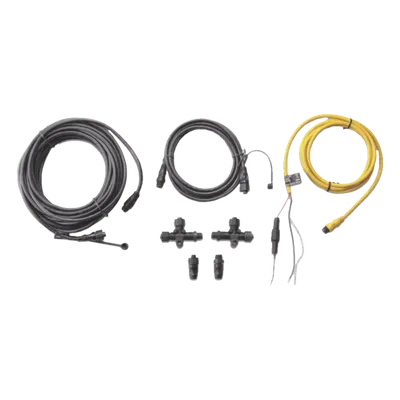 Kit de Red NMEA 2000 / Cable Principal 6 m (19.7 ft) / Cable Caída 2 m (6.6 ft) / Cable Alimentación 2 m (6.6 ft) / 2 Conectores en T / Conectores Macho y Hembra