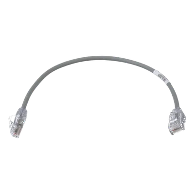 Cable de Parcheo Cat6 / UTP 28AWG / Diámetro Reducido 3.8 mm / 0.30 m (1 Pie) / Gris / LSZH-CM / PoE++