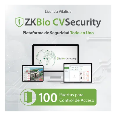 Licencia de Software / Gestión de 100 Puertas / Control de Acceso / Compatible con InBio Pro y Biométricos ZKTeco