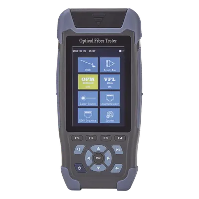 Mini OTDR / Fibra Óptica Monomodo / 1310 nm y 1550 nm / Rango Dinámico 24 dB/22 dB / Distancia 64 km (39.77 mi) / VFL 10 mW / Pantalla 3.5" / 12 h Autonomía