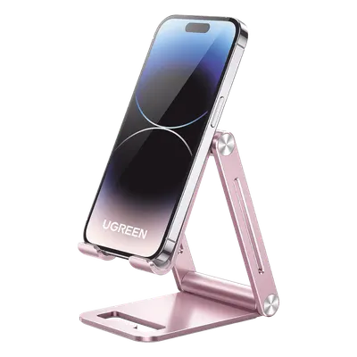Soporte para Celular / Aluminio / Plegable / Multiángulo / 4.7 a 7.9 pulgadas / Carga 600 g / Rosa