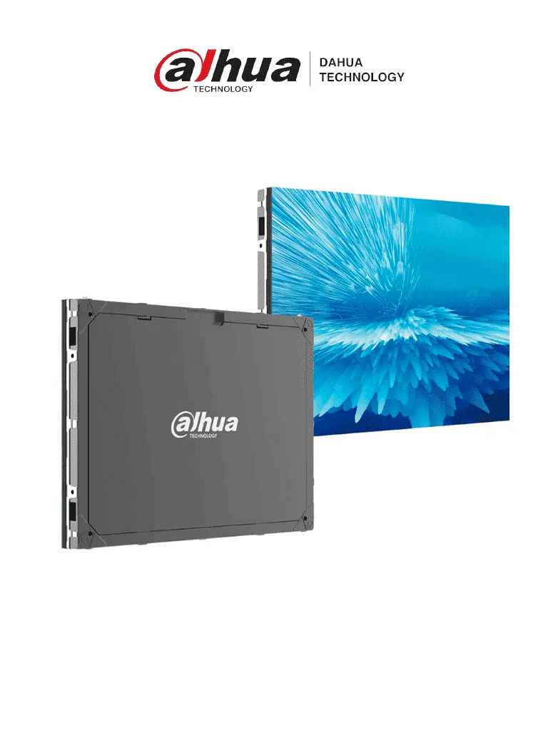 Dahua DHI-PHEIA1.8-TH Gabinete led SMD Pitch 1.8 ideal para interiores, 800 nits de brillo. Ofrece mantenimiento frontal y trasero, estructura de aluminio duradera, y dimensiones de 640x480 mm