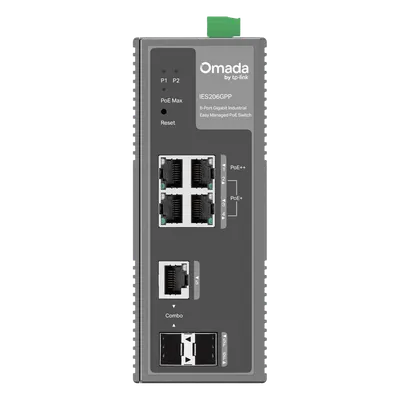 Switch industrial TP-Link IES206GPP con 4 puertos PoE y 2 SFP