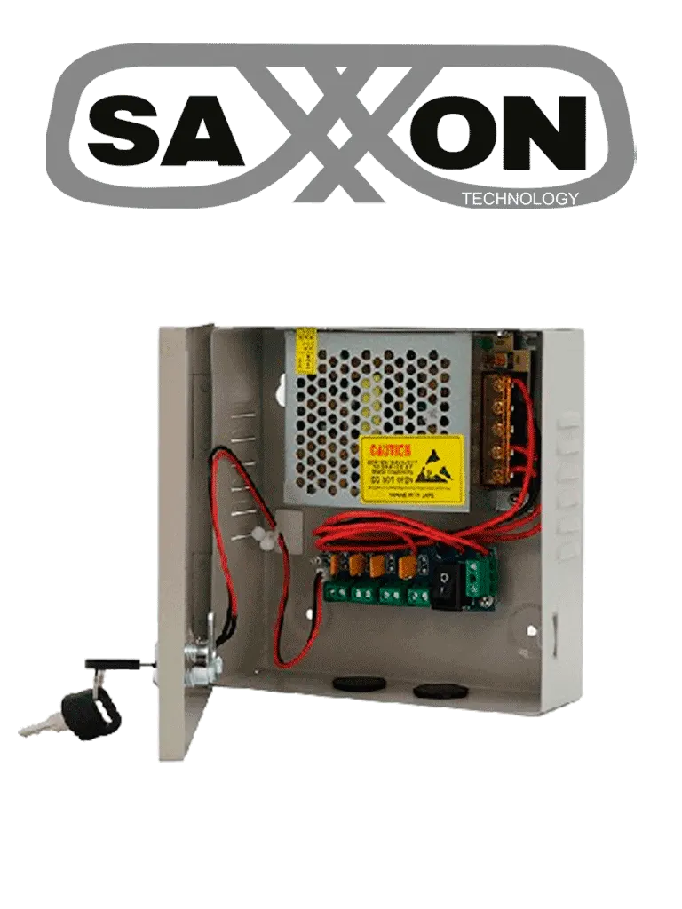 SAXXON SX5A4CH - Fuente de Poder Profesional 12 VCD / 5 Amperes / 4 Canales / 1.1 Amperes por Canal / Protección contra Sobrecargas / Led Indicador de Funcionamiento