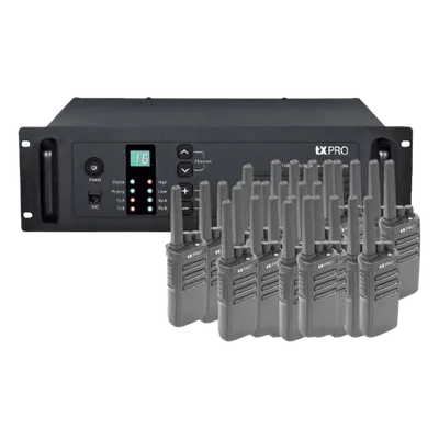 Paquete de repetidor TX PRO PAK-REP-500 con 40 radios VHF