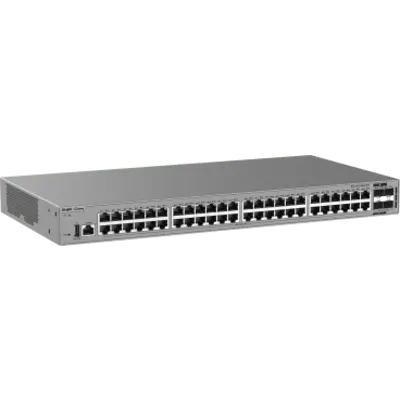 Switch de Acceso Gigabit / 48 Puertos 10/100/1000BASE-T / 4 Puertos SFP+ 1GE/2.5GE/10GE / Capacidad 176 Gbps / Capa 3 / VSU / 1 RU / Alimentación Fija AC / Línea Cybrey