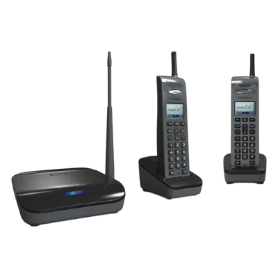 Sistema Telefónico Inalámbrico SIP / 902-928 MHz / 10 Cuentas SIP / 4 Llamadas Simultáneas / Cobertura 6 Pisos / Base + 2 Teléfonos