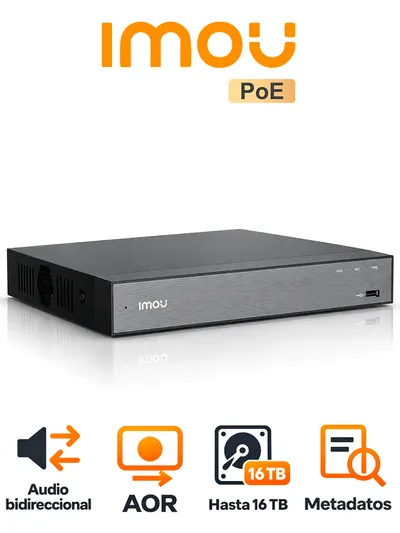 Grabador NVR IMOU NVR-N118-8P-8A0E de 18 canales y 8 puertos PoE