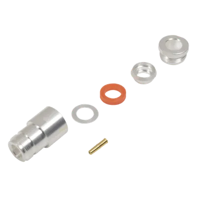 Conector RF N Hembra / Anillo Plegable / RG-8/U, RG213/U, RG214 / Bronce Plateado / Contacto Oro 24K