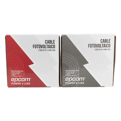 Cable fotovoltaico EPCOM POWERLINE KIT2CBLPV10RB/50 de 10 AWG, 50 m