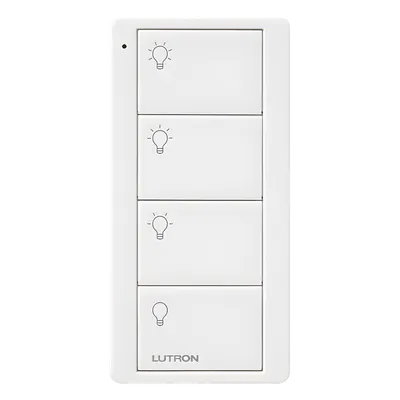 Control inalámbrico Pico / 4 botones (3 escenas + apagado) / RF 431-437 MHz Clear Connect / Alcance 9 m (18 m línea de vista) / CR2032 10 años / Blanco