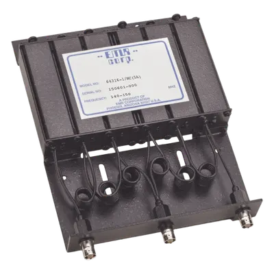 Duplexer de Rechazo de Banda / 140-150 MHz / 4.6-6 MHz Sep. Tx-Rx / 50 W / BNC Hembra / 1.2'x6'x8.5' (3.9'x19.7'x27.9' cm)