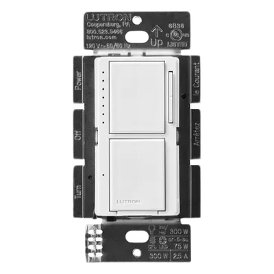 Dimmer + apagador de pared / 300 W Inc-Hal o 75 W LED-CFL / Apagador 300 W-2.5 A / 120 V / Sin neutro / Lutron Maestro