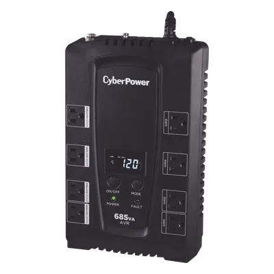 UPS de 685 VA/390 W, Topología Línea Interactiva, Entrada 120 Vca NEMA 5-15P, Tipo Gabinete Compacto, Con 8 Tomas NEMA 5-15R (CP685AVRLCD)