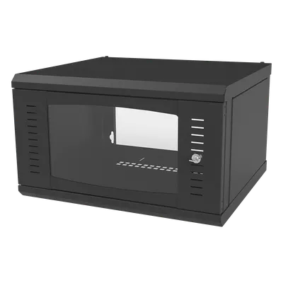 Gabinete para Montaje en Pared, con Puerta de Cristal Templado, Cuerpo Fijo, con 6 Unidades de Rack, de 19in, Fabricado en Acero