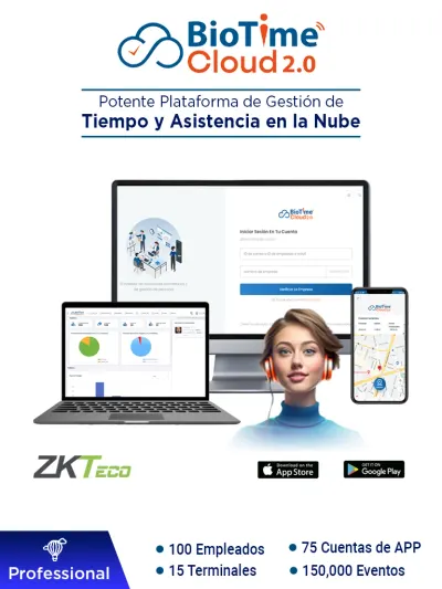 Software de asistencia en la nube ZKTeco BioTime Cloud 2.0 Professional