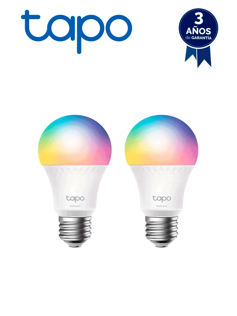 TP-LINK - TAPO L535E(2-PACK) - Foco LED Inteligente RGB con WiFi y función multicolor, equivalente a 75 Watts. Paquete con 2 piezas