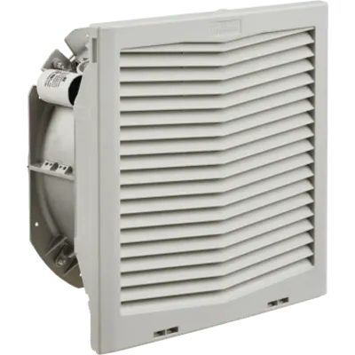 Ventilador con Filtro de Montaje Lateral HF13 / Flujo de Aire 149 CFM (253 m³/h) / 115 Vca / Gris Claro RAL 7035 / Instalación Click-Fit sin Herramientas / Rejilla con Bisagras / Type 12