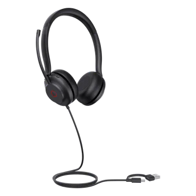 Diadema USB Profesional / Cancelación de Ruido 60% / Altavoz 35 mm / Micrófono Dual / Luz de Ocupado / Diseño Ergonómico