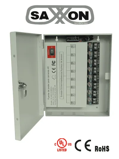 Fuente de poder SAXXON PSU1213-D8H para 8 cámaras y 13 A