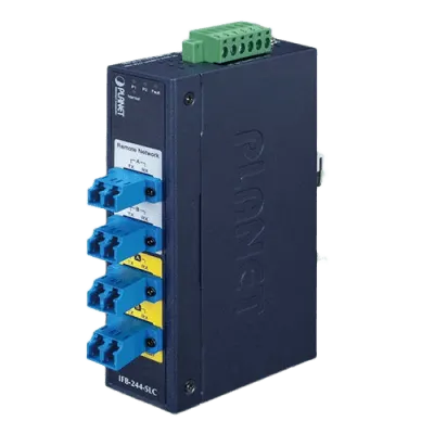 Switch Industrial Bypass de Fibra Óptica / Monomodo / Conector LC / 2 Canales / 0.5 dB Pérdida Máxima / 1.64 pies (0.5 m) Distancia Óptica