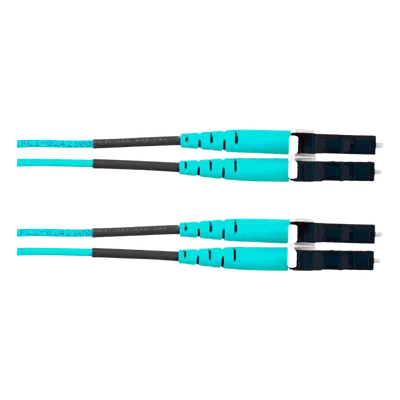 Jumper de Fibra Óptica / Multimodo OM4 50/125 μm / LC-LC Dúplex / OFNR Riser / 25 m (82 ft) / Color Aqua