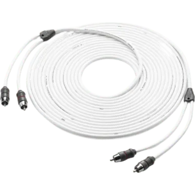 Cable de Interconexión de Audio Náutico JL Audio / 2 Canales / Longitud 7.62 m (25 ft) / Conectores 2 RCA Macho en Cada Extremo / Conductores OFC / Par Trenzado / Aislamiento de Polietileno / Cubierta PVC Flexible / Contactos de Latón