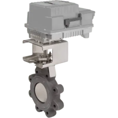 Válvula mariposa lugged / 6 pulgadas ANSI 150 / 2 vías / actuador modulante analógico 0-2 a 10 VDC / 24-240 VAC