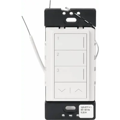 Teclado de Pared Inalámbrico RF / 3 Botones Programables / Ajuste de Intensidad Subir/Bajar / Retroiluminación LED / Acabado Satinado