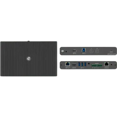 Switcher Automático 2x1 USB-C/HDMI | 4K60 4:4:4 18 Gbps HDCP 2.3 | HDBaseT 3.0 TX/RX hasta 40 m (131.2 ft) | USB 3.2 Gen 2 10 Gbps | Carga USB-C PD 60 W | Audio Balanceado con De-embedding | RS-232, IR y GPIO / Mega Tool