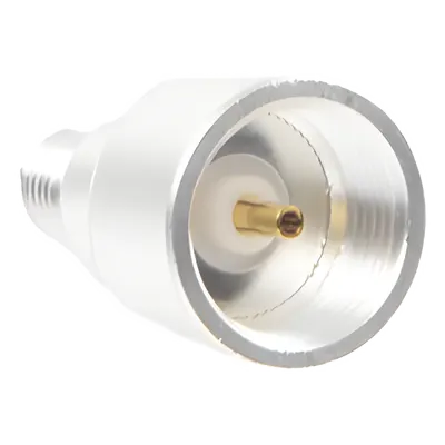Adaptador Coaxial / Conector SMA Hembra Inverso / Construcción Bronce Plata-Oro / Dieléctrico Teflón / Diseño Universal Combinable